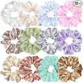 Sufermoe 12 Pcs Satin Silk Hair Scrunchies, Assorted Light color, 4.5 Inch Hair Ties for Women Girls