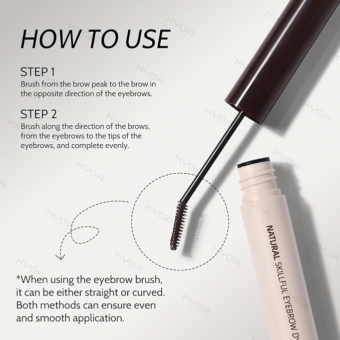 KYDA 2 Pcs Tinted Eyebrow Cream, Ultra-Fine Brush Tinted Brow Gel, Waterproof Smudgeproof Eyebrow Mascara, Long Wear, Natural Brow Makeup without Clumping, Natural Brown