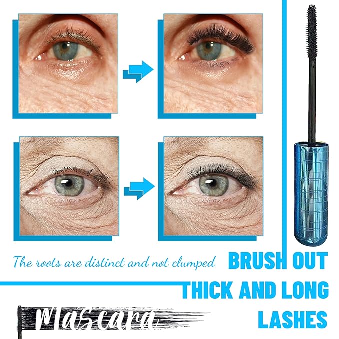 Mascara for Older Women 60 Plus, Mascara for Women over 60 with Thinning Lashes, Waterproof Hypoallergenic Tubing Mascaras Black Volume and Length for Sensitive Eyes (1 Pack)