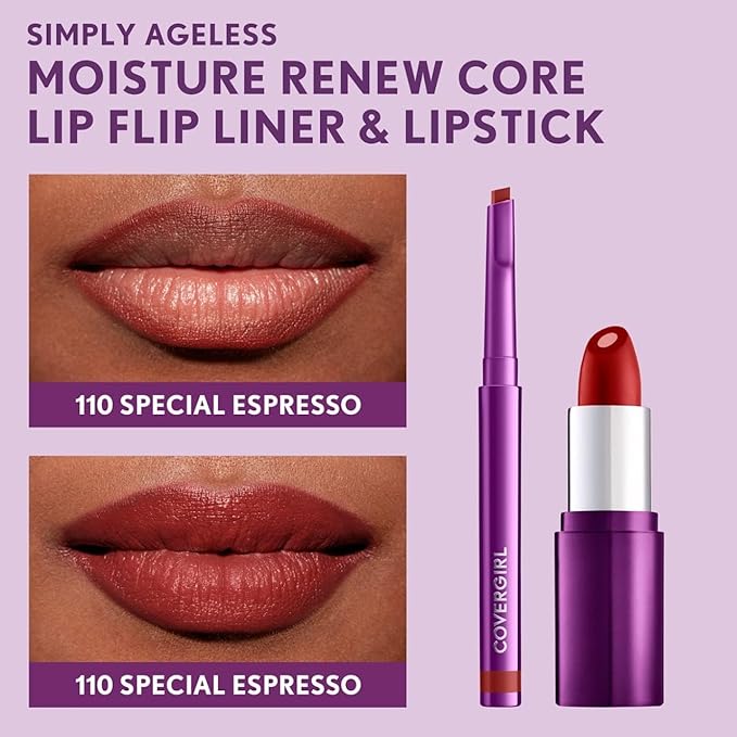 COVERGIRL Simply Ageless Lip Flip Liner, Special Espresso, Pack of 2
