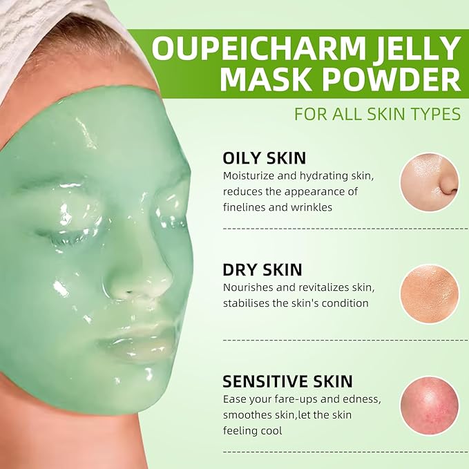 Hydro Jelly Masks for Women Home Spa,Hydrating & Moisturizing Peel-Off Rubber Gel Face Mask Skin Care,Professional Jelly Mask for All Skin Types 23 Fl Oz（Aloe Vera）