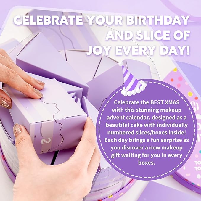 Color Nymph Makeup Advent Calendar 2025, 24 Days Advent Calendar Mystery Box for Christmas, Makeup Gift Sets - Xmas Beauty Countdown Calendar Cosmetics Kit for Women Girls Teens Daughters #Purple