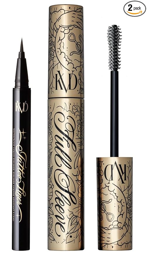 KVD Beauty Full Sleeve Tubing Mascara and Tattoo Waterproof Liquid EyeLiner Set of [2] Full Size Boxed Set