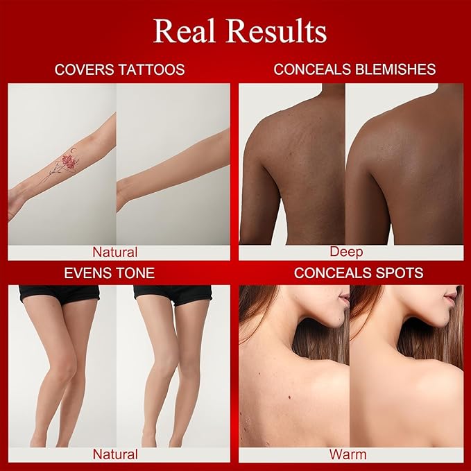 Tattoo Cover Up Makeup Waterproof, Body Coverage Perfector No Transfer,Full Coverage Tattoo Concealer & Body Foundation (Warm)