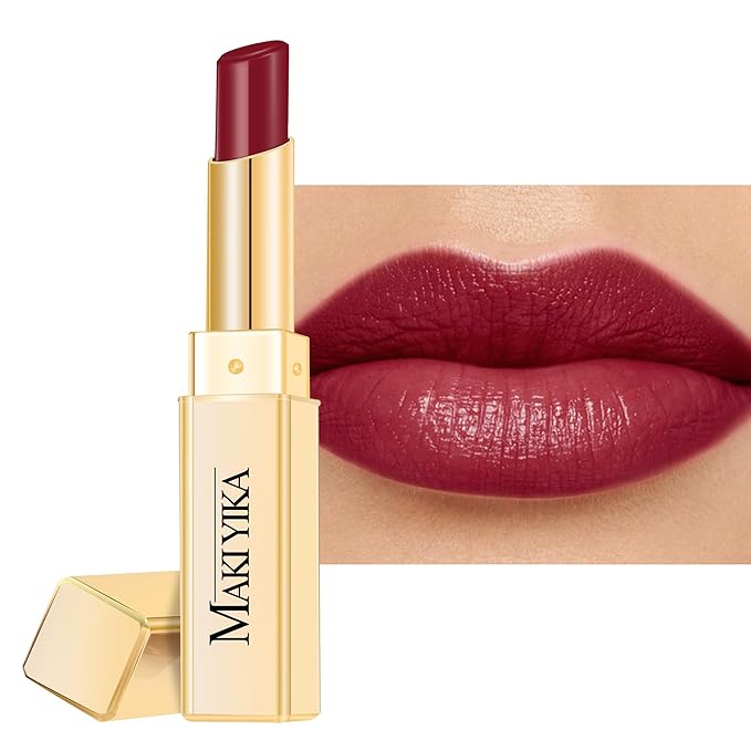 MAKI YIKA Moisture Dark Red Lipstick for Women Hydrate Tinted Lip Balm for Mother's Day Dry Cracked Lips Sheer Lipstick Lip Tinted Glossy Finish,MA074 Wine Radio