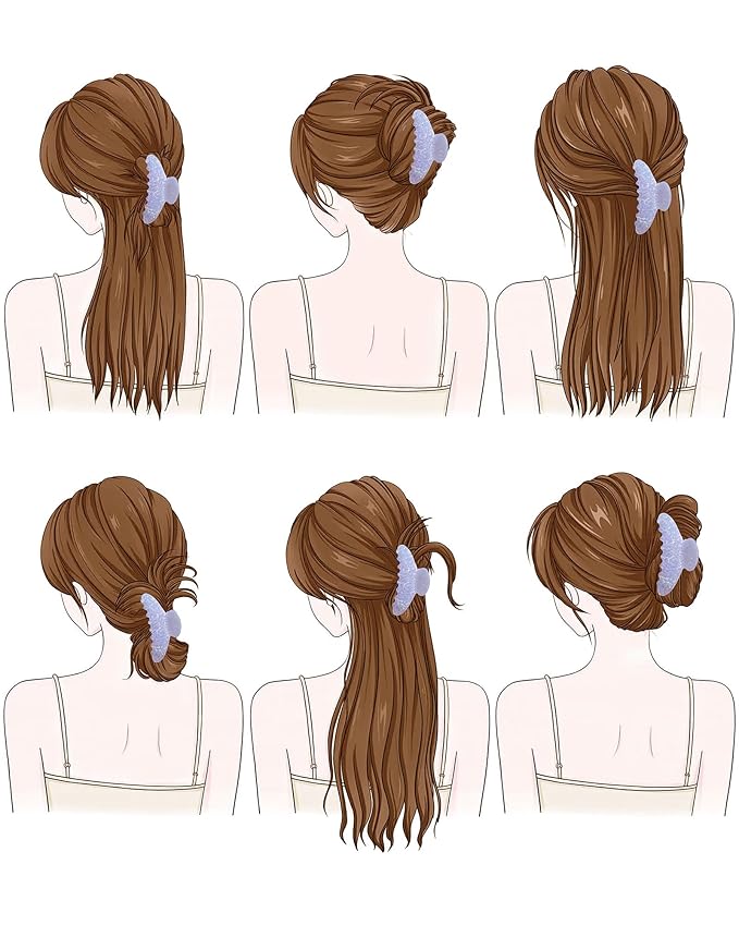 Mesovor 4 pack Acrylic Hair Clips Claws, Nonslip 4.1" Large Hair Grip Hairclips for Thin and Thick | French Banana Barrettes Hair Strong Hold Hair Jaw Clamps (Pink, Purple, Champagne, Blue)