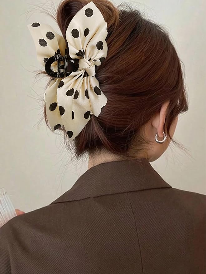 Boho Bandana Hair Claw Clips for Women, 2 Pcs Extra Large Claw Clips for Thick Hair Paisley Hair Clip Bow Knot Adorable Hair Claws Non-slip Fashion Hair Accessories Gift for Women Teen Girls