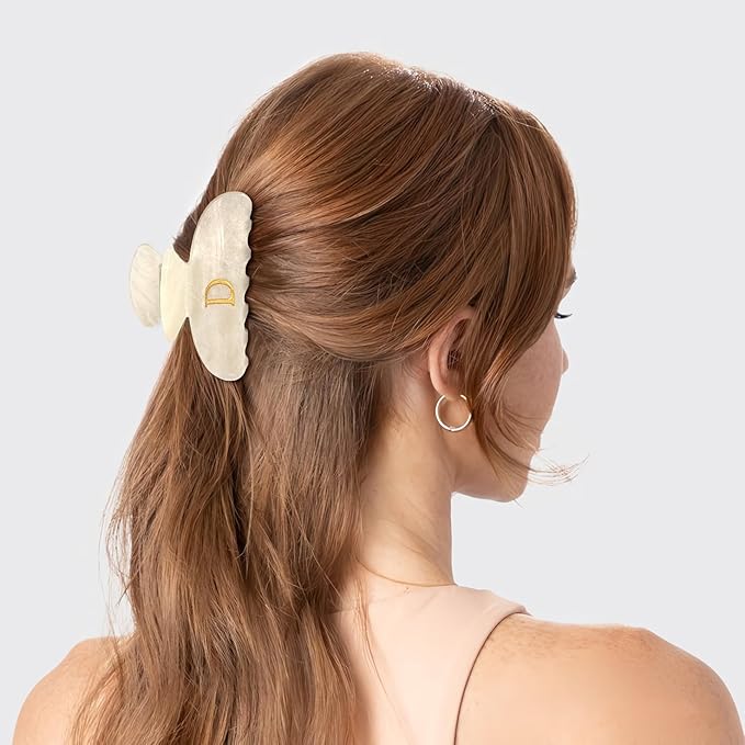 Acrylic Letter Hair Clips For Women Alphabet Hair Claw Initial Hair Clip Fashion Glitter Chic Monogram Claw Clip Hair Accessory Large Hair Clips D