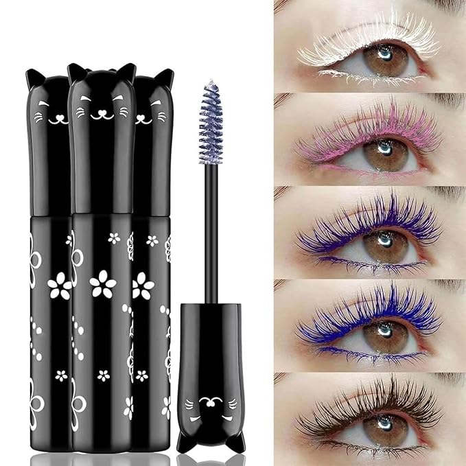 6 colored Mascara sets Gift mascara volume and length White Blue Purple Black Brown Pink Waterproof Natural Hypoallergenic Color Makeup Best Benefit Volumizing Lengthening Curling Defining Washable