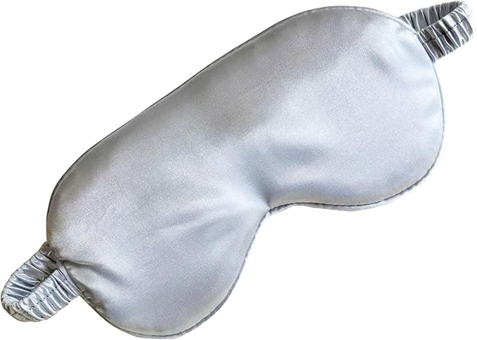 [3 Pack] QSYW Sleep Masks, Satin Eye Mask for Sleeping - Silky Eye Masks Bulk with Storage Bag & Elastic Strap,Silvery