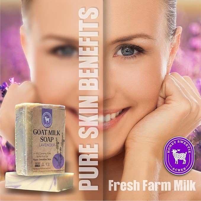 Honey Sweetie Acres 2-Pack Lavender Goat Milk Soap - Handmade 5 oz Bar, Made with Natural Ingredients, Moisturizing & Gentle, Made in the USA