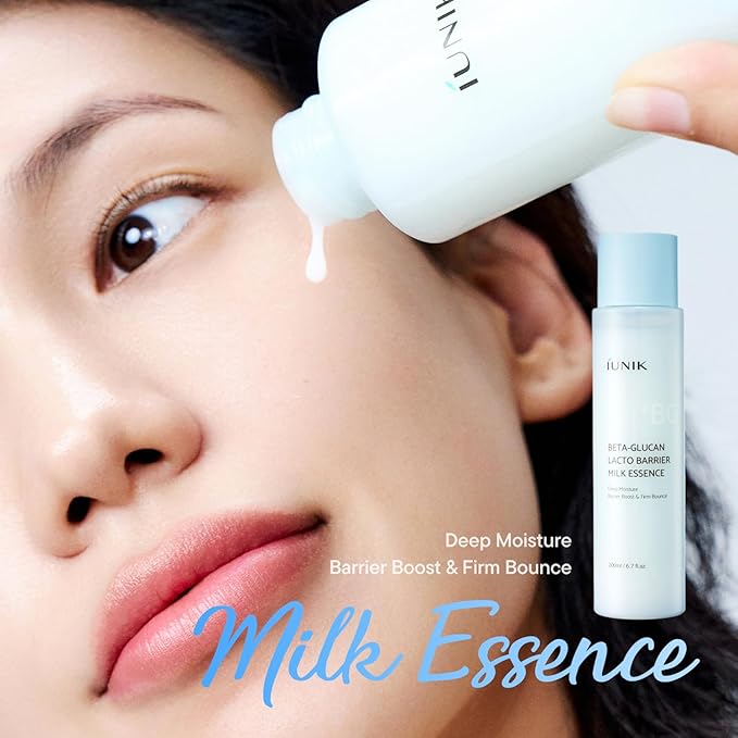 IUNIK Beta-Glucan Barrier Milky Toner Essence – Beta-Glucan & 7 Types of Peptides Milky Toner for Deep Hydration & Skin Barrier Care, Korean Skincare for Sensitive & Dry Skin, 200ml / 6.7 fl oz