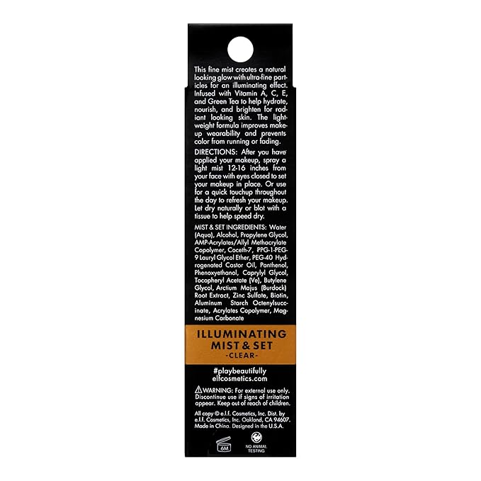 e.l.f. Lumious Mist & Set, Setting Spray To Give Makeup A Lasting, Radiant Finish, Infused With Vitamins A, C & E, Small, 2 Fl Oz