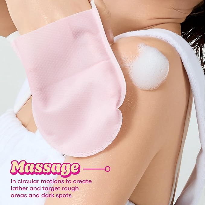 TONYMOLY Plum Bum AHA Exfoliating Bubble Mitt Single-Use Korean Body Scrub with Glycolic Acid, Peptides & Plum Extract for Smoother, Brighter, Refreshed Skin 1.2 oz