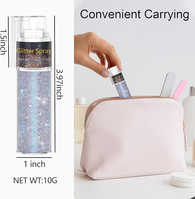 Hair and Body Glitter Spray, Glint-Rainbow Hair Glitter Extra Fine Face Shimmer Powder for Clothes, Festival Loose Sparkle Powder for Rave Clothes Nail Art Easter Halloween Crafts (Glint-Rainbow)