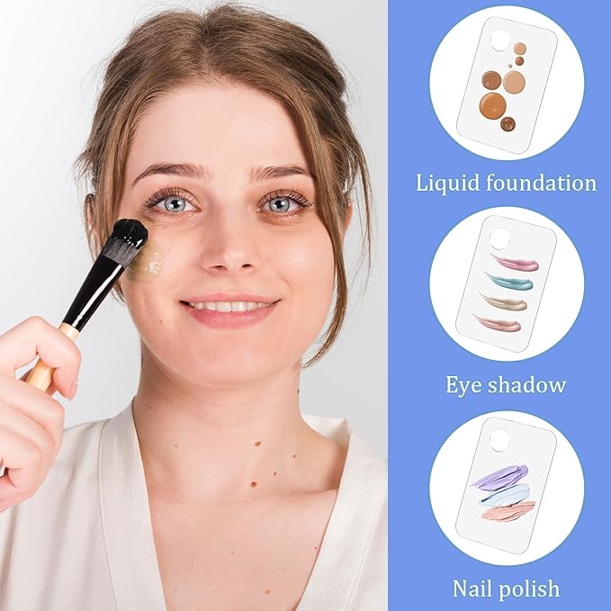 2 Set Acrylic Cosmetic Makeup Palette, Makeup Mixing Tray with Makeup Spatula for Cream Liquid Foundation Lipsticks Nail Art Beauty Salon Eye Shadow (Iridescent and Transparent)