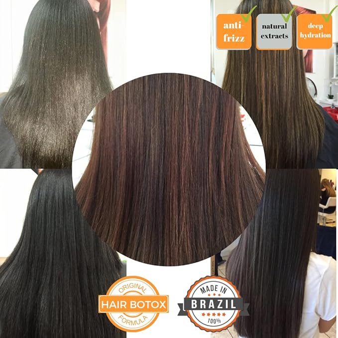 Kerazon Brazilian Hair BTX Treatment For All Hair Types + Sulfate Free and Sodium Free Shampoo & Conditioner KIT