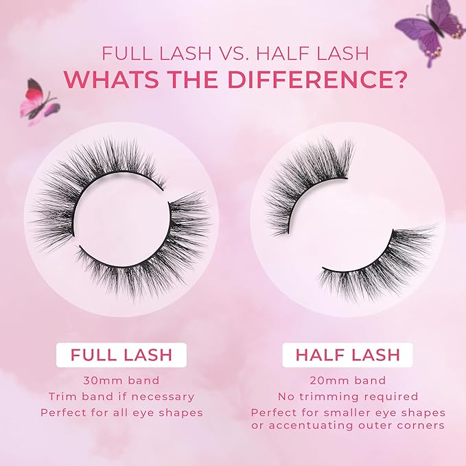 Lilly Lashes Butterfl'eyes Faux Mink Lashes, Half Lashes Natural Look & Feel, False & Reusable Eyelashes 20x, No Trimming + Easy to Apply, Round Style, Lash Glue not Included, 13mm (Sassy)