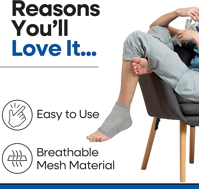 Moisturizing Socks for Mens Cracked Heels - Moisturizer Heel Sleeves to Smooth & Soften Rough Cracked Heels & Dry Feet. Large Aloe Moisturizing Heel Socks (Gray - 3 Pairs, X-Large)