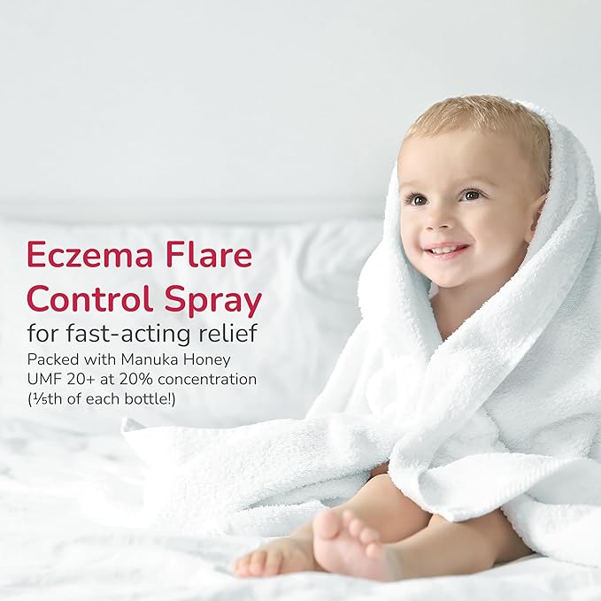 Eczema 2 Th2 Manuka Flare Control Spray, Eczema Treatment for Kids for Fast Itch Relief, Fortified with UMF 20 Manuka Honey and Hydrocortisone 1% (4 oz)