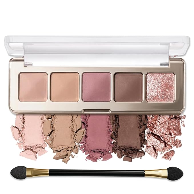 Erinde Beige Dusty Mauve Smoky Brown Champagne Eyeshadow Palette, Matte & Shimmer Nude Neutral Eye Shadow Palettes Blendable Long-Lasting Eye & Contour Makeup Palette for Blue, Green Brown Eyes, 02