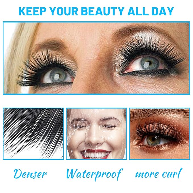 Mascara for Older Women 60 Plus, Mascara for Women over 60 with Thinning Lashes, Waterproof Mascaras Black, Hypoallergenic Tubing Black Volume and Length for Sensitive Eyes (2 Pack)