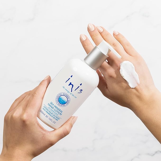 Inis the Energy of the Sea - Sea Mineral Hand Lotion for Women and Men, Lightweight Sink Side Hand Moisturizer with Seaweed, Shea Butter and Hyaluronic Acid, Clean Ocean Fresh Scent, 10 fl oz