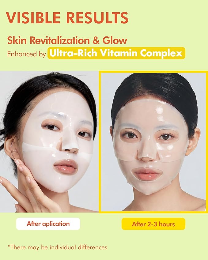 DERMAL Vitamin Hydrogel Melting Jelly Gel Mask 4ea - Korean Overnight Face Mask with Vitamin Complex - Anti Aging & Evens Skin for Radiant Skin - Korean Skincare