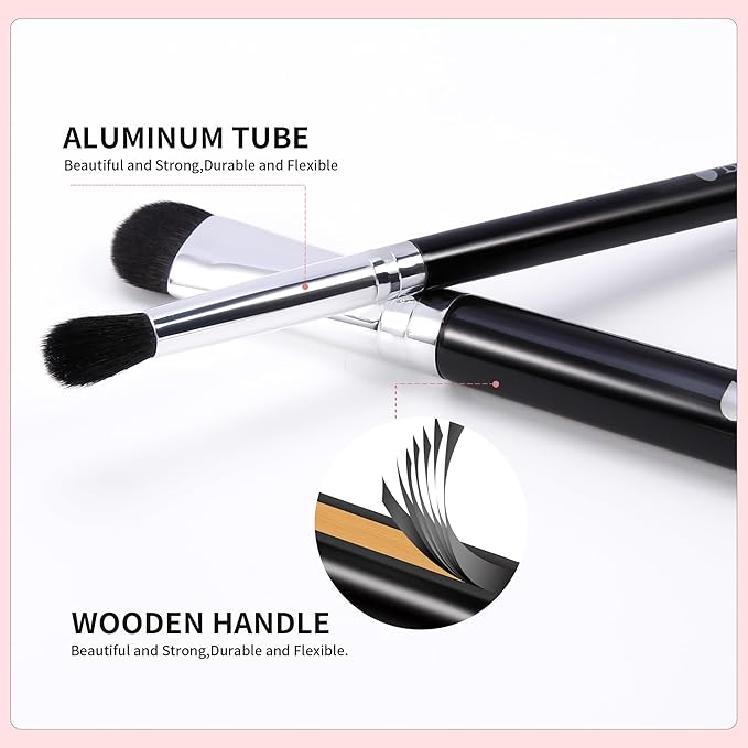 DUcare Eye Makeup Brush Set with Travel Case, 6 Pcs Professional Eyeshadow Blending Makeup Brushes for Concealer Eyebrows Eyeliner, Soft Hairs & Wood Handle