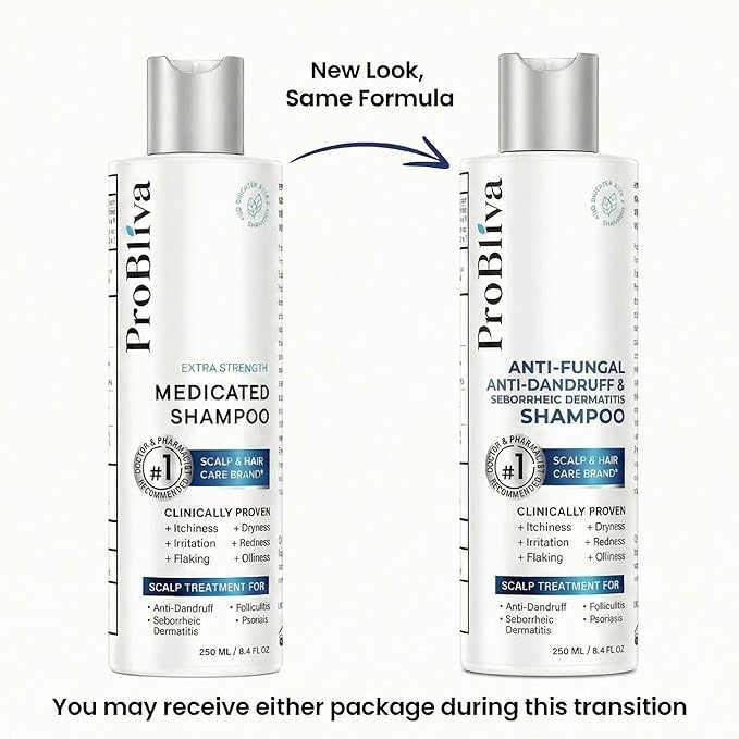 ProBliva Balanced Antifungal Shampoo – Scalp Treatment for Seborrheic Dermatitis, Dandruff, Flakes, Itch & Dryness – Zinc Pyrithione 1% & Salicylic Acid 2% Dual-Action for Fungus & Buildup (8.4 fl oz)