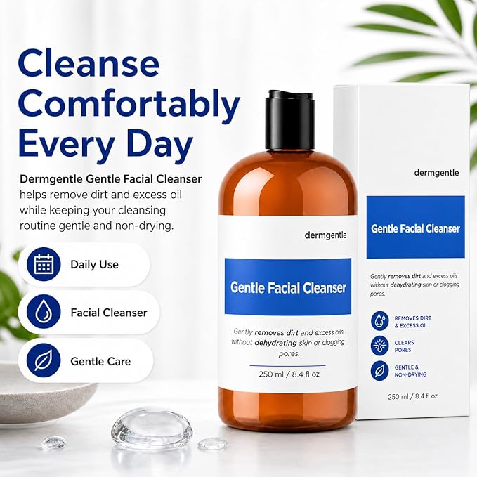 Gentle Facial Cleanser for Sensitive Skin, Hydrating Face Wash for All Skin Types, Gently Cleanses Face Without Over Drying, For All Skin Types, Daily Face Wash, Oil-Free, Soap-Free, 8.4 fl. oz