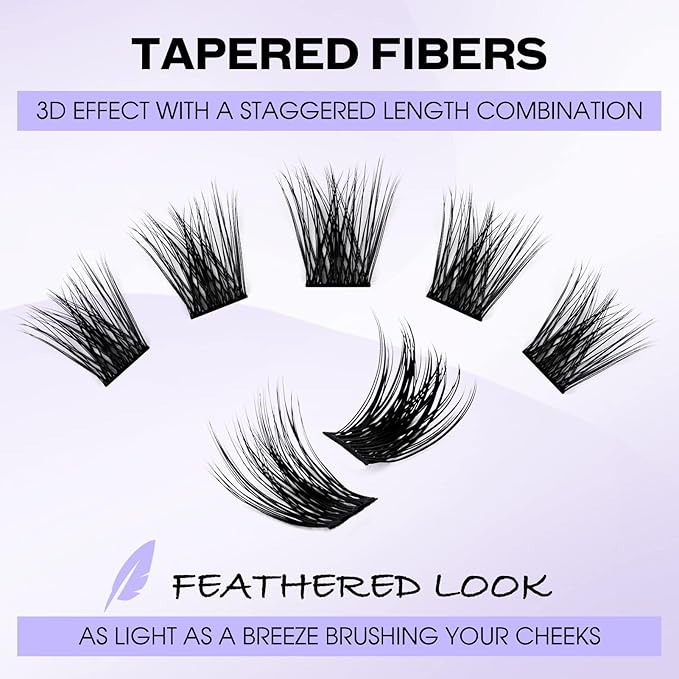 DIY Lash Clusters for Using at Home: Wendy, Natural, Fluffy, Wispy, Waterproof, Anime, Manga, Cat Eye, 0.07mm, D Curl, 12-16mm, FD18+B, FD0318