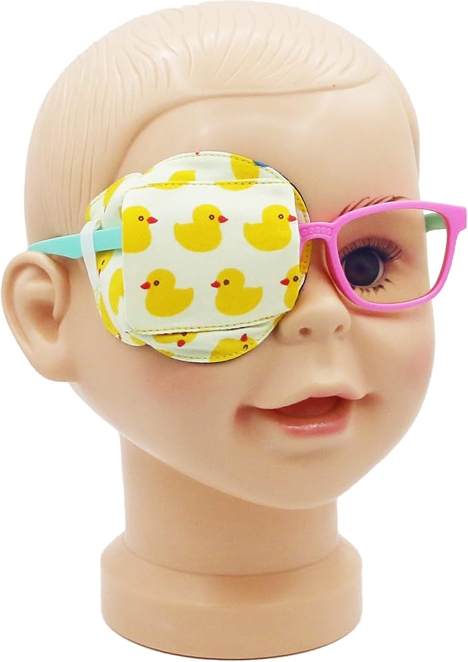 Astropic 3D Cotton & Silk Eye Patch for Kids | Girls Eye Patch for Glasses | Medical Eyepatch for Children with Lazy Eye (Yellow Duck, Right Eye)