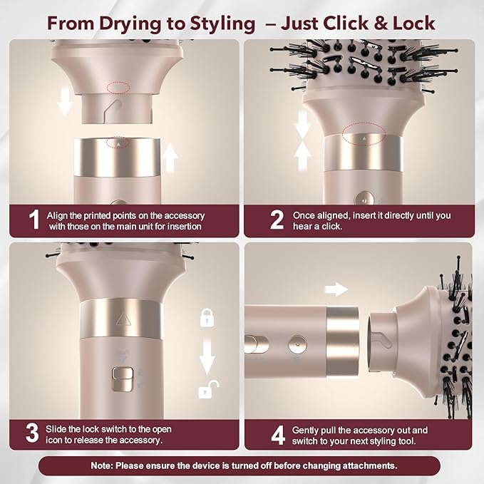 StyleVibe 6-in-1 Air Styler, Dual Voltage Hair Dryer & Blow Dryer Brush with Travel Case - Auto Wrap Curls (L/R), Fast Drying, Thermal Brush for Blowouts & Frizz-Free Volume, No Heat Damage
