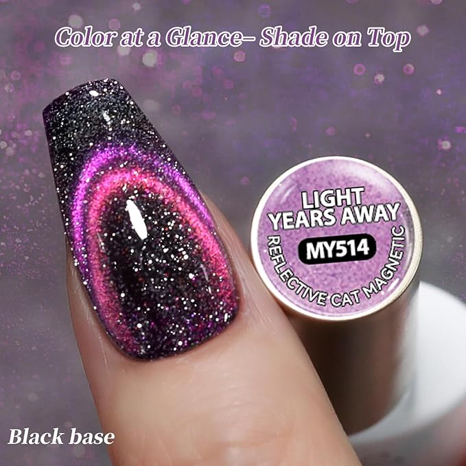 Born Pretty Reflective Glitter Cat Magnetic Eye Gel Nail Polish Chameleon Holorgraphic Glitter Sparkly Shiny Disco DJ LED Magnetic Gel Polish Nail Varnish 6PCS 7ML