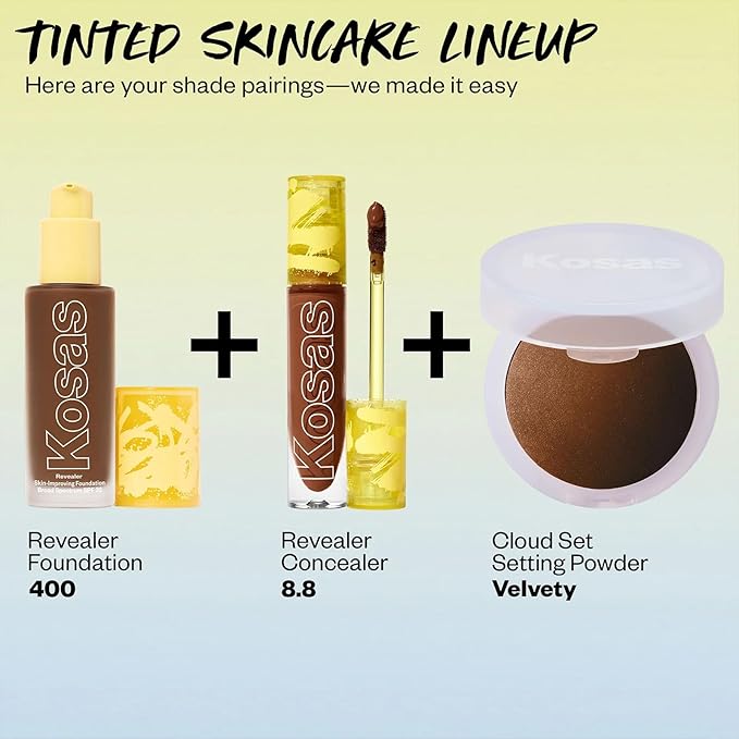 Kosas Revealer Liquid Foundation SPF 25 – Medium Buildable Coverage, Hydrating Natural Glow Finish, Deep Neutral Olive 400