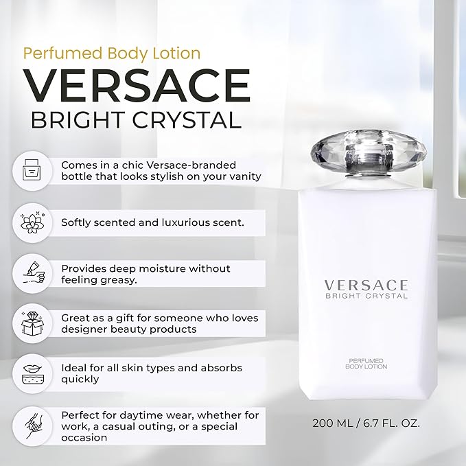 Versace Bright Crystal Perfumed Body Lotion for Women – 6.7 Ounces