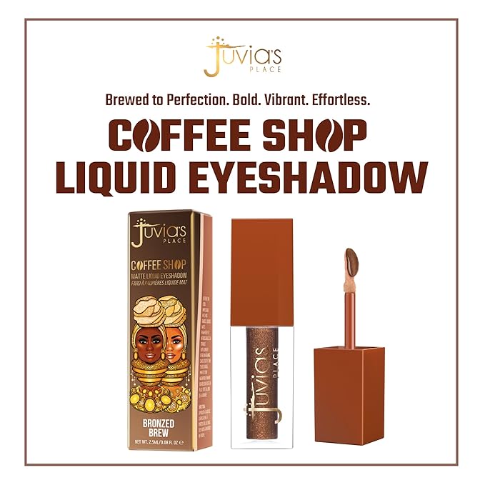 Juvia's Place Coffee Shop Liquid Eyeshadow - Bronzed Brew - Metallic Shimmer for Long-Lasting Color, Waterproof, and Glittering Finish - Buildable and Vibrant - Ideal for All Skin Tones, 0.08 fl oz