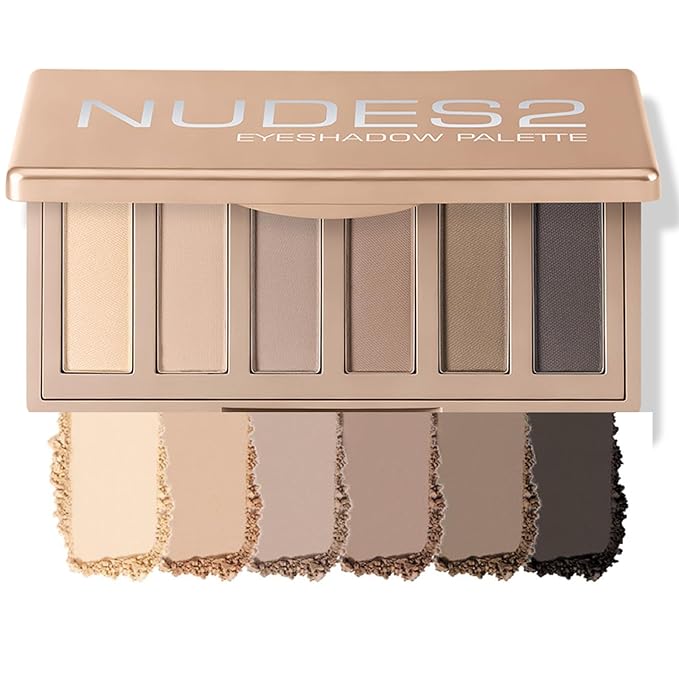 6 Colors Nude Mini Eyeshadow Palette, Smoky Matte Taupe & Brown Neutral Eye Shadows, Highly Pigmented, Long-Lasting, Blendable Formula, Travel Size Eye Makeup Palette with Mirror