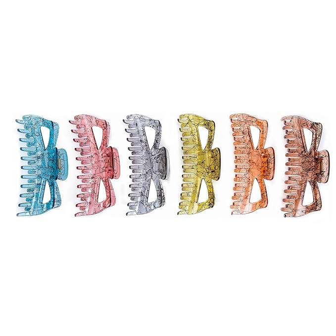 Extra Large Claw Clips for Thick Hair, 6.4 Inch Strong Hold Matte Jumbo Accessories for Women Long Curly Hair Cute Nonslip Big Jaw Clip French Giant Hair Clip 6 Pack (Mix Color)