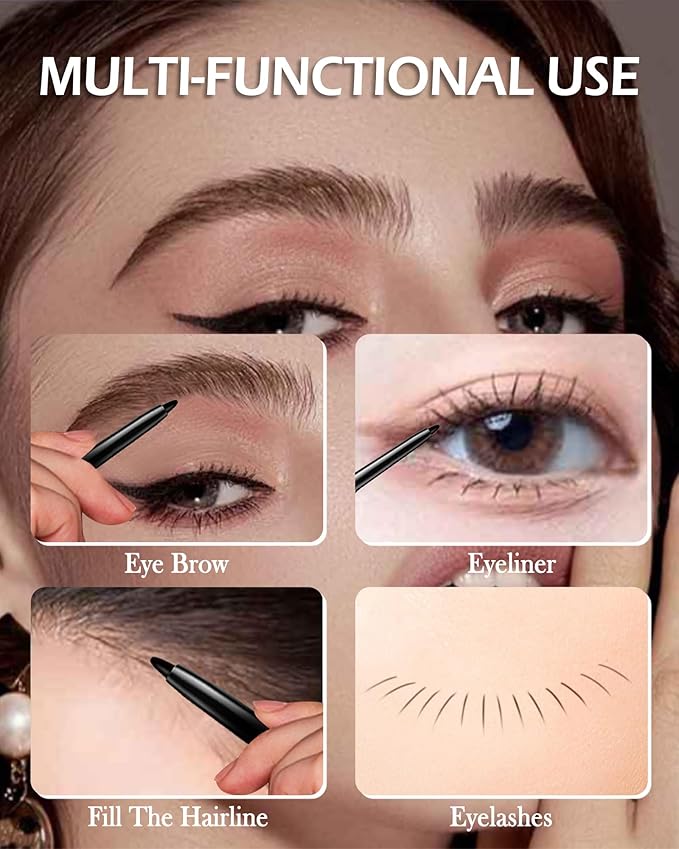 Black Gel Eyeliner for Older Women,Gel Eye Liner Pencil Waterproof Smudgeproof,Matte Cream Eyeliner Waterline with Sharpener Retractable Eyebrow Liner Makeup Pen Mature Women Sensitive Eye 1 Pc