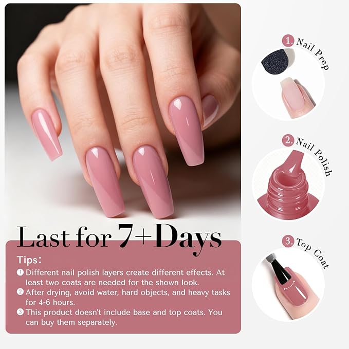 AZUREBEAUTY Hazy Rose Nail Polish, Hazy Rose Quick Dry Nail Lacquer Natural Strengthening Treatment Kit DIY Salon at Home Women Gifts 0.34 fl oz