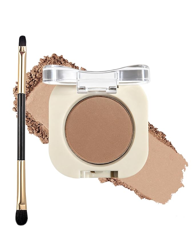 Single Nude Eyeshadow Palette Matte Brown,Smooth Velvet Pressed Powder Eye Shadow &Eyebrow,Longwear High Pigment Mini Monochrome Eyeshadow Lightweight Blendable Formula Women Daily Makeup-08