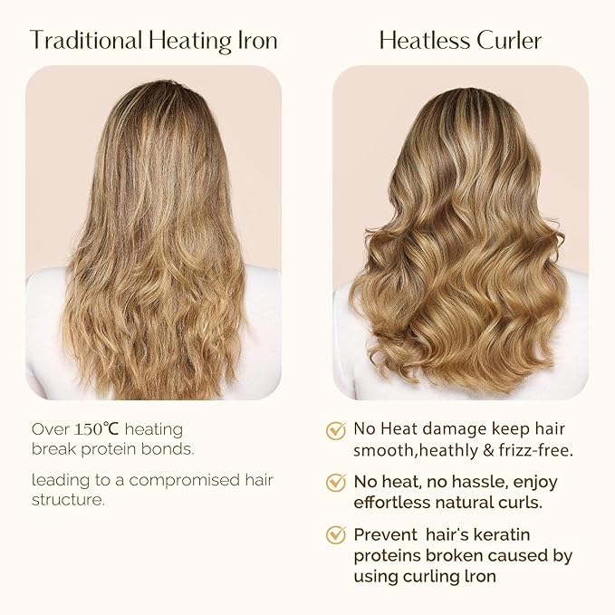 Yanibest Satin Heatless Curler Set, Overnight Hair Curler to Sleep in, No Heat Heatless Curl with Scrunchies and Clip，Purple