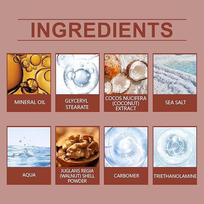 Exfoliating Sea Salt & Coconut Body Scrub – Moisturizing Body Polish with Mineral Oil – Gentle Exfoliation for Soft, Smooth Skin – 4.23 oz