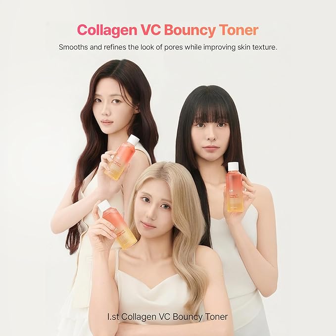 I.st Collagen VC Bounce Toner, Pore Refining & 10-Layer Hydration, pH Balancing, Gentle Formula, French Collagen and Vitamin Complex, Korean Skin Care, 190 mL / 6.42 Fl Oz