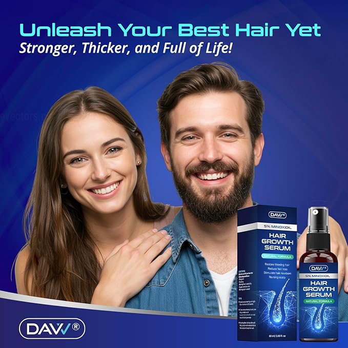 5% Minoxidil for Women and Men: 3-Pack Minoxidil Hair Growth Serum for Men Women with Biotin - Hair Regrowth Treatment - Extra Strength - Hair Growth Products - Minoxidil for Men - Hair Loss Solution