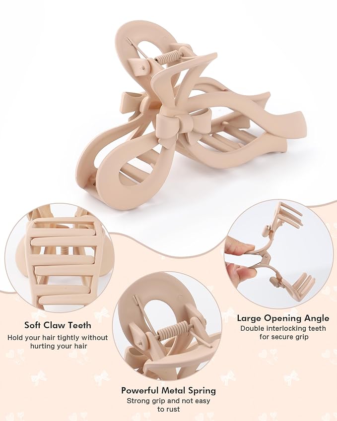 4 PCS Bow Hair Clips for Women Bow Claw Clip 5" Extra Large Hair Claw Clips for Thick and Long Hair Cute Bows Big Clip Mother’s Day Gift for Mom