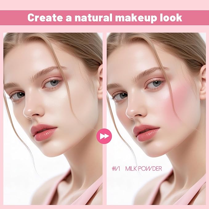 Blush Liquid Makeup Cream Stick, Blendable Cheek Weightless Watercolor Sheer Finish, Soft Peach Face Tint for Mature Skin, Easy Application Beauty Essential (V1 Milk Powder)