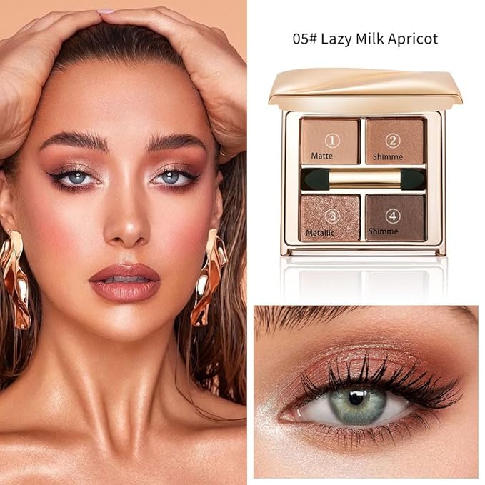 Warm Peach Brown Nude Eyeshadow Palette, Matte&Shimmer Eye Makeup for Natural Daily Looks and Soft Smokey Definition, Enhances Brown Hazel and Green Eyes with High-Pigment Blendable Long-Wear Formula